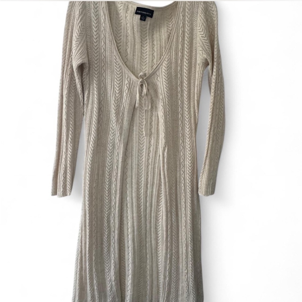 Fortune + Ivy Long Tie front crochet knit cardigan size large